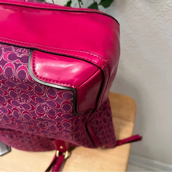 Coach Magenta Pink Raspberry Gold Patent Trim Shoulder Bag - Picture 13 of 15